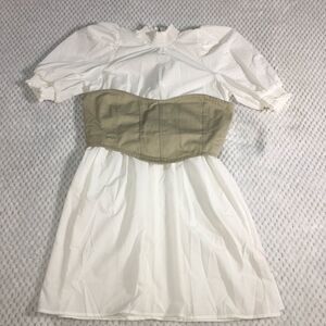 ASOS Cotton Poplin 2 in 1 Corset Raini Dress White and Tan Size 6